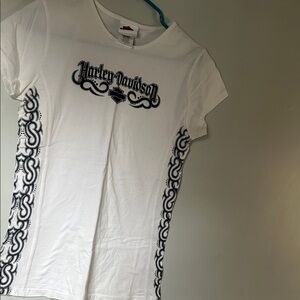 Harley-Davidson White Tee with Black Accents